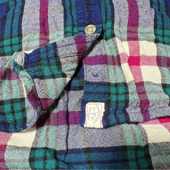 American Eagle Outfitters Blue and Pink Button Down Shirt - Picture 3 of 7